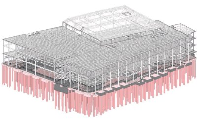 Model of the main steelwork, excluding the apartments