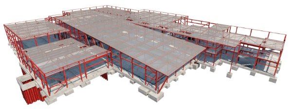 Model showing the numerous portioned areas that make up the entire scheme