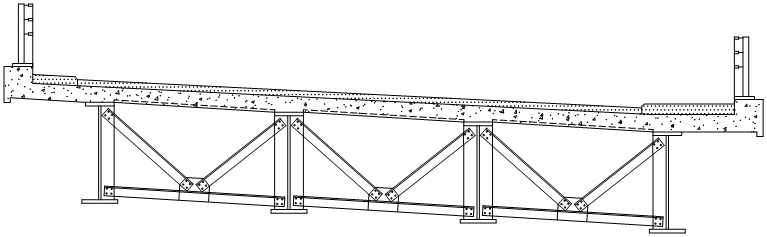 Typical bracing arrangement at an intermediate support (shown for a super-elevated roadway)