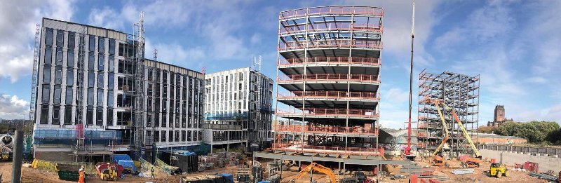 Erection underway on blocks B (left) and C (right)