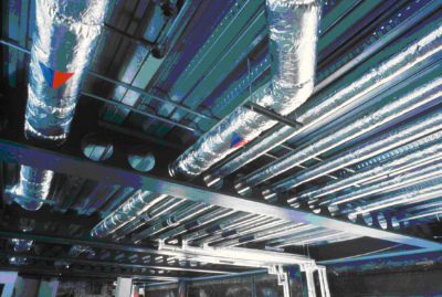 Services integrated within the structural floor depth