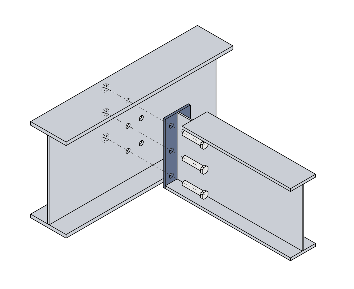 Notched beam to beam connection using partial depth end plate
