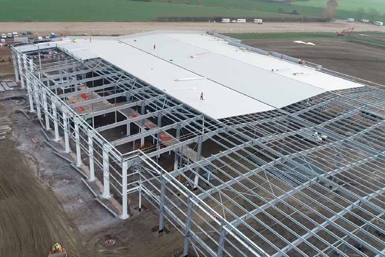 The roof cladding commenced once steelwork was complete
