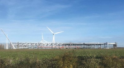 The steel frame was erected in 14 weeks