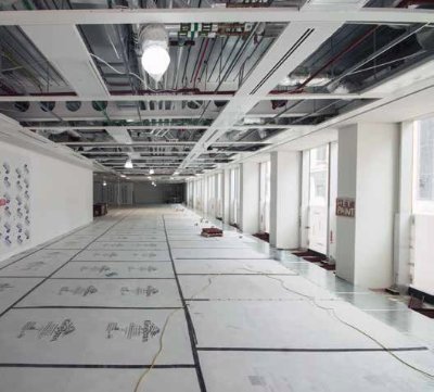 Long clear internal spans are provided by the steel frame