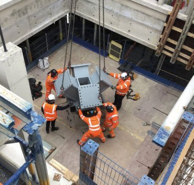 One of the tree nodes is lifted into place