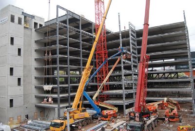 The steelwork’s stability is derived from four cores