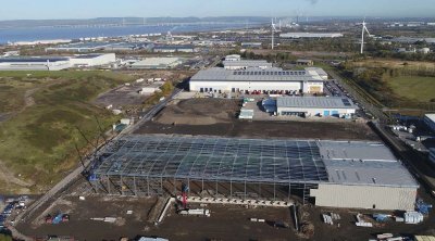 The steel frame nearing completion