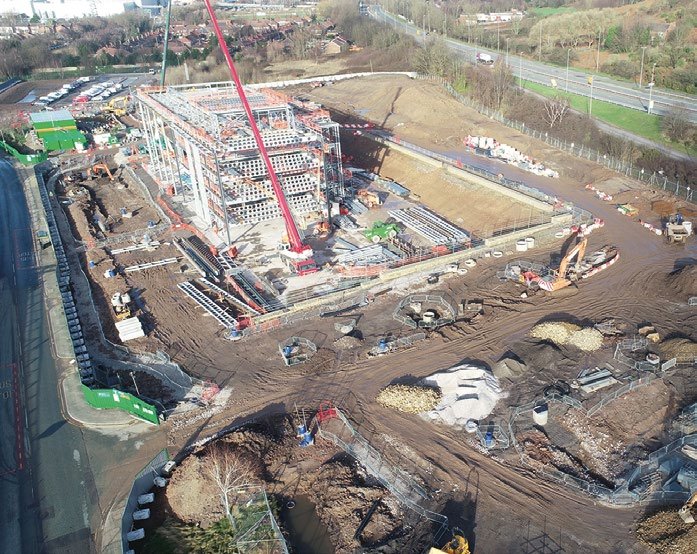 Steelwork erection was completed using a variety of mobile cranes
