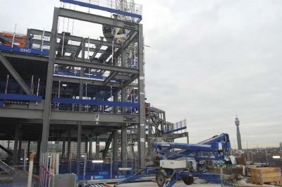 The project’s upper floors nearing completion