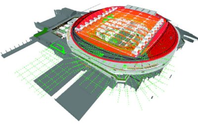 Model showing the completed retractable roof