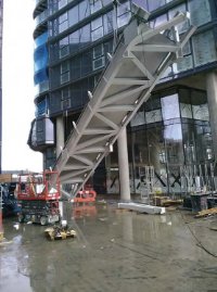 A Halo roof structure section is lifted into position