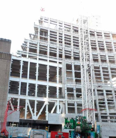 The western transfer truss integrated with the concrete frame