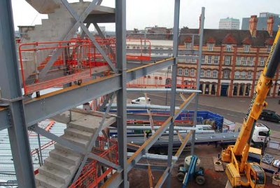 Steel was the best framing choice because of the confined site