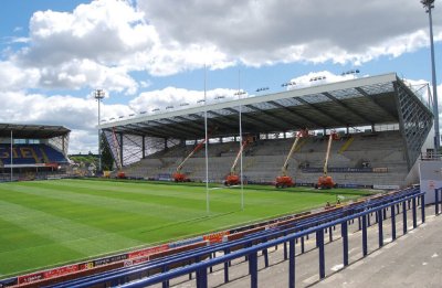 The rugby stadium’s new south stand nears completion
