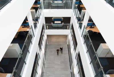 Offices are arranged around a large central atrium