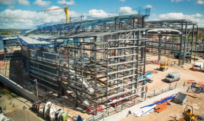 The steel frame takes shape