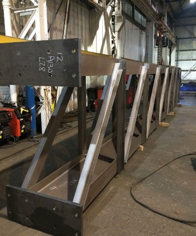 A lattice column being fabricated at Caunton’s facility