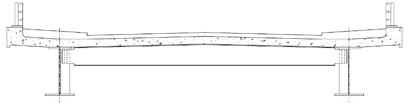 Cross section of a ladder deck bridge