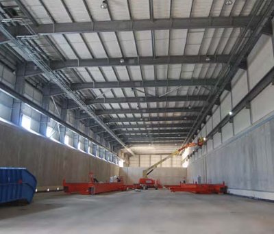 Inside one of the 112m long drying bed halls