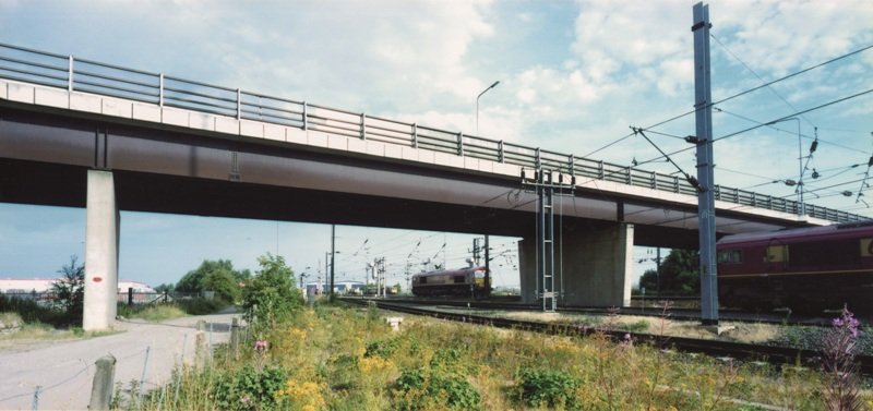 A6182 bridge over the East Coast Mainline at Doncaster