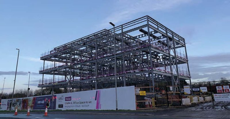 Steelwork erection begins on the V1 building