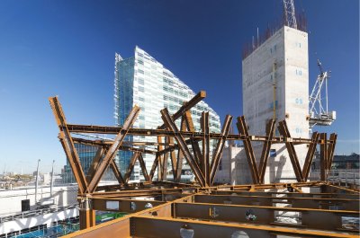 One of the 15 trusses during the erection programme