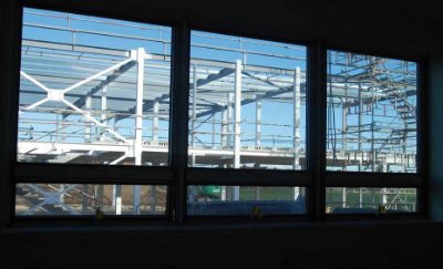 The two storey teacher training centre is erected next to the school