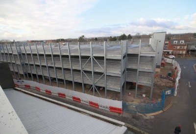 The car park fully occupies the island site in Hatfield town centre