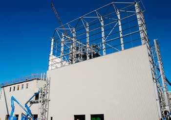 The turbine hall during the cladding process