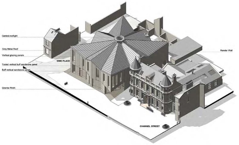 The project includes a new building and a retained former post office