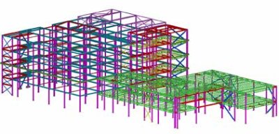 The steel-framed building has a four-storey and a two-storey part