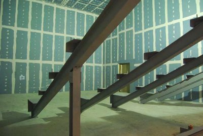 Rafters for the cinema seating were inserted after the main steel frame was finished