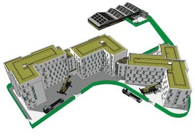 Site plan of the accommodation blocks