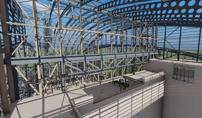 Much of the steelwork in the tipping hall sits atop a concrete substructure