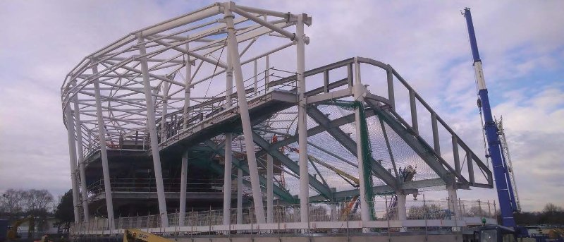 Structural steelwork nearing completion earlier this year