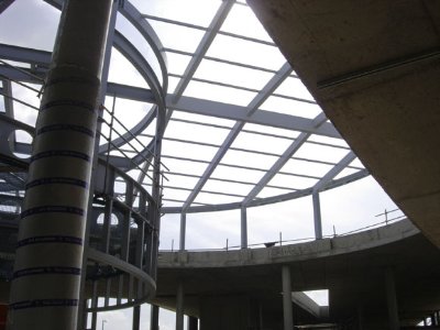 Light and airy, the glazed roof allows natural light into the school’s heart