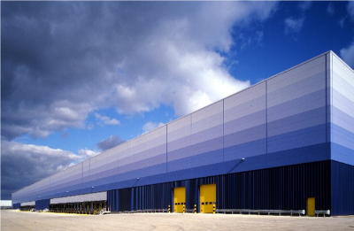 Metal clad single storey industrial building