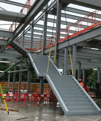 Stairs leading to the upper floor. A two-storey part of the project covers approximately 50% of the footprint