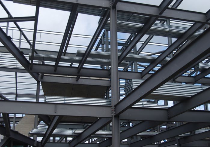 A number of varying floor levels have resulted in a complex steel design