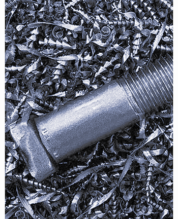 Swarfe produced by drilling holes in structural steel members