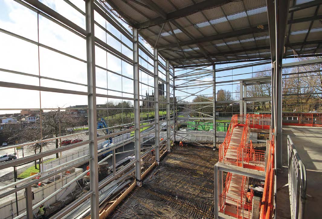 Steel was the only option to create the open-plan areas needed for the climbing centre