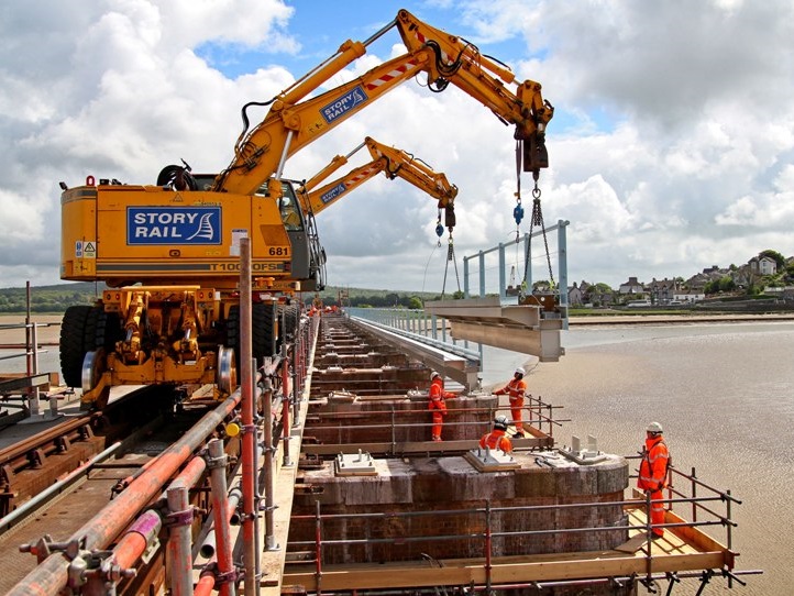 A truck mounted crane at Arnside Viaduct, Cumbria (Image Courtesy of Network Rail and Lindapter)