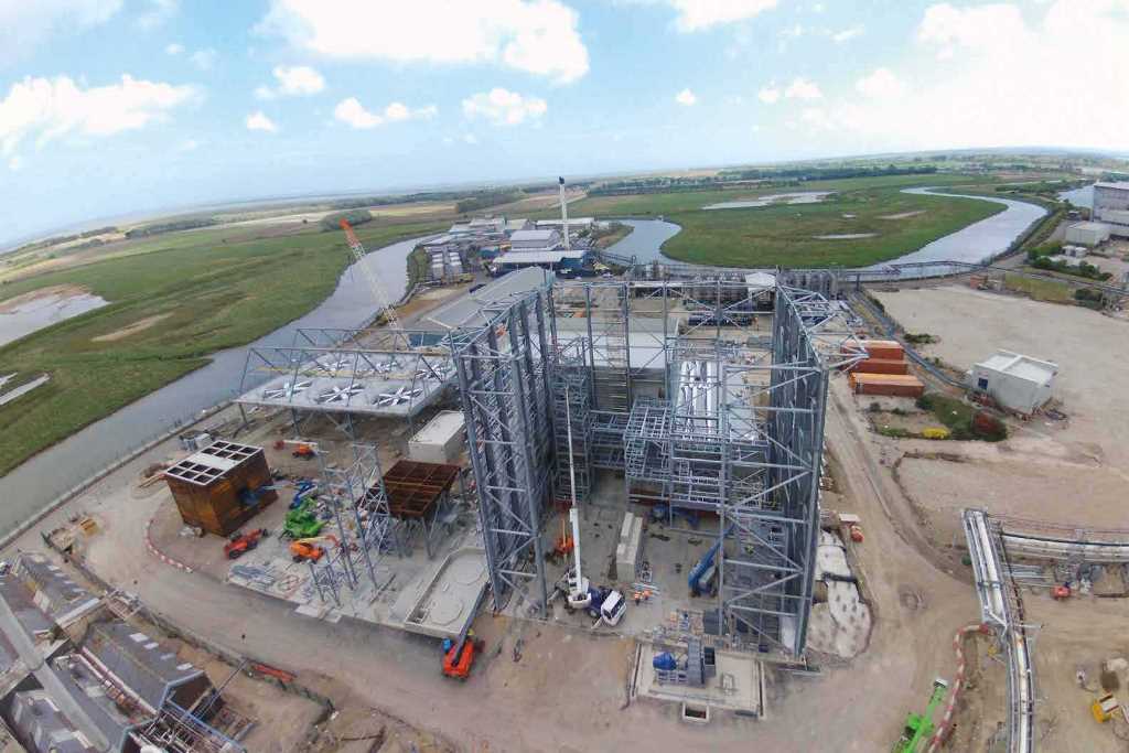 Construction of the plant is taking place around a number of existing businesses