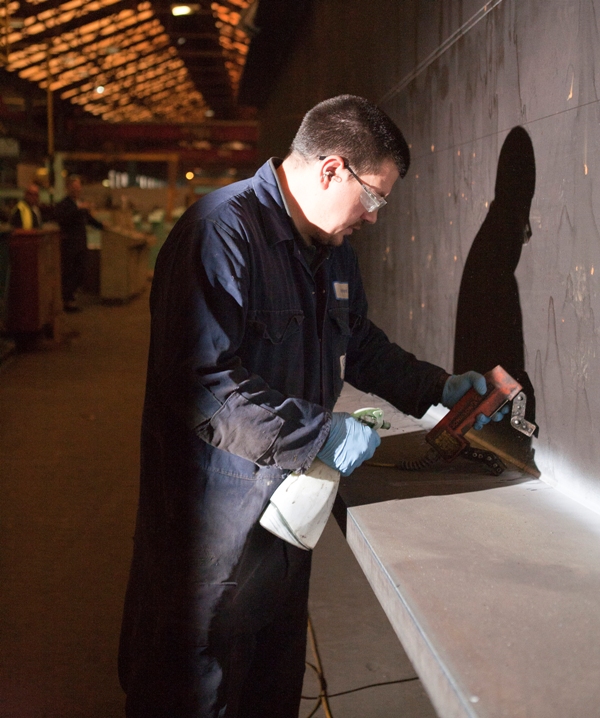 Magnetic Particle Inspection (MPI) of a weld (Image courtesy of Mabey Bridge Ltd.)