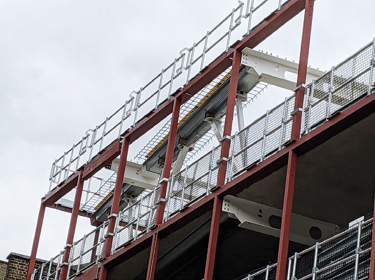 Structural steelwork forms the building&#39;s main frame and was delivered in a modular format