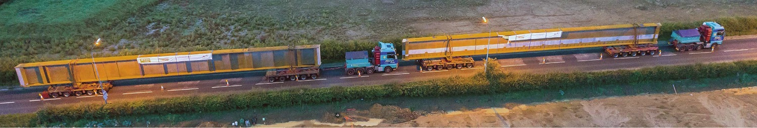 Bridge girders on their way to site