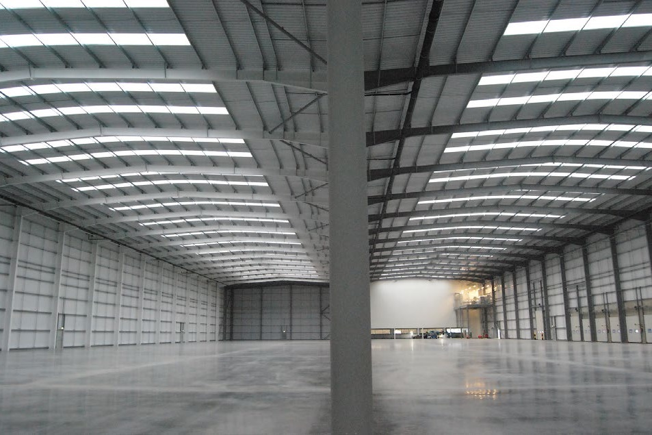 The warehouse has two 32.5m-wide spans