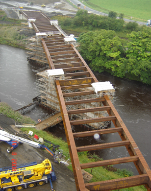 Steelwork arrangement of a ladder deck bridge Haydon Bridge Bypass (Image courtesy of Severfield (UK) Ltd.)