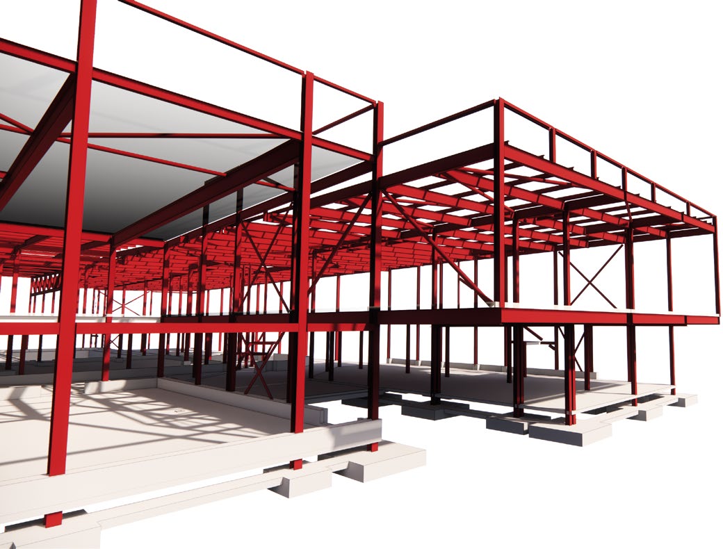 The new steel frame creates the Centre's new feature cantilevering entrance